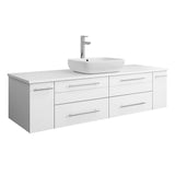 Fresca FCB6160WH-VSL-CWH-V Fresca Lucera 60" White Wall Hung Modern Bathroom Cabinet w/ Top & Single Vessel Sink