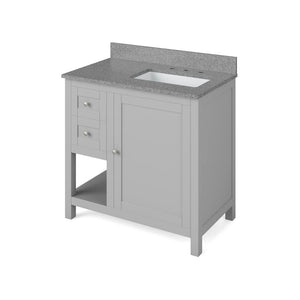 Jeffrey Alexander VKITAST36GRSGR 36" Grey Astoria Vanity, right offset, Steel Grey Cultured Marble Vanity Top, undermount rectangle bowl