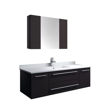Fresca FVN6148WH-UNS Fresca Lucera 48" White Wall Hung Undermount Sink Modern Bathroom Vanity w/ Medicine Cabinet