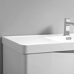 Fresca FCB9048WH-D-I Fresca Tuscany 48" Glossy White Wall Hung Modern Bathroom Cabinet w/ Integrated Double Sink