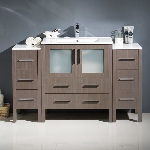 Fresca FCB62-123012ES-I Fresca Torino 54" Espresso Modern Bathroom Cabinets w/ Integrated Sink