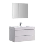 Fresca FVN8342WH Fresca Valencia 40" Glossy White Wall Hung Modern Bathroom Vanity w/ Medicine Cabinet