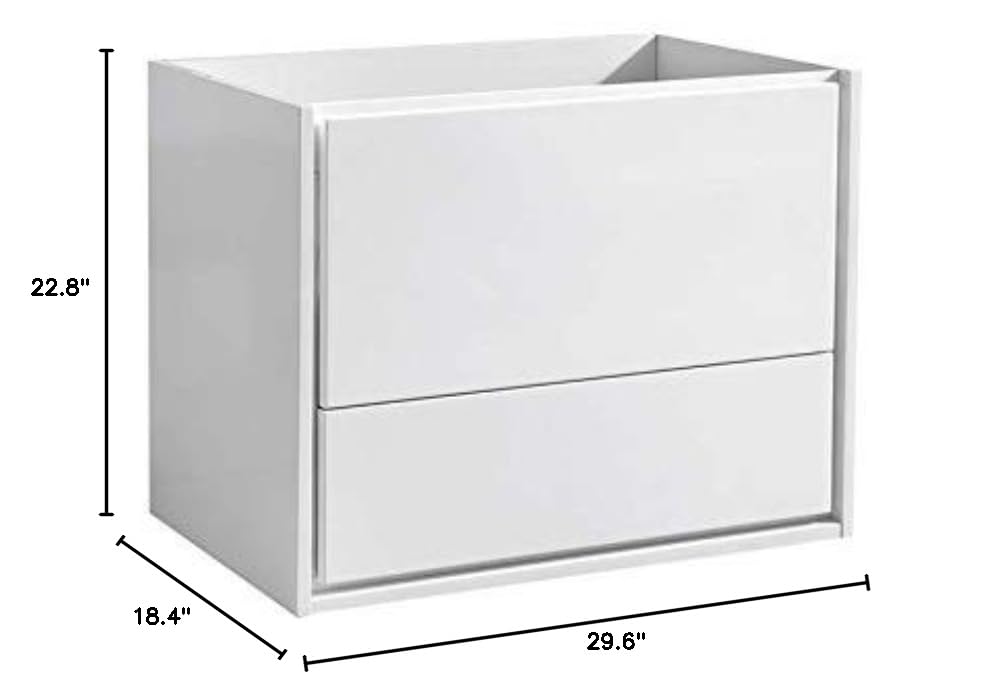 Fresca FCB9230WH Fresca Catania 30" Glossy White Wall Hung Modern Bathroom Cabinet