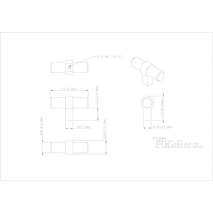 Jeffrey Alexander 51BG 2" Overall Length Brushed Gold Key Grande Cabinet "T" Knob