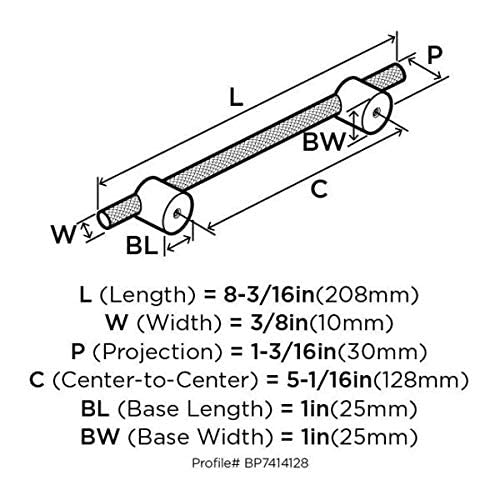 Amerock Cabinet Pull Polished Nickel 5-1/16 inch (128 mm) Center to Center Transcendent 1 Pack Drawer Pull Drawer Handle Cabinet Hardware