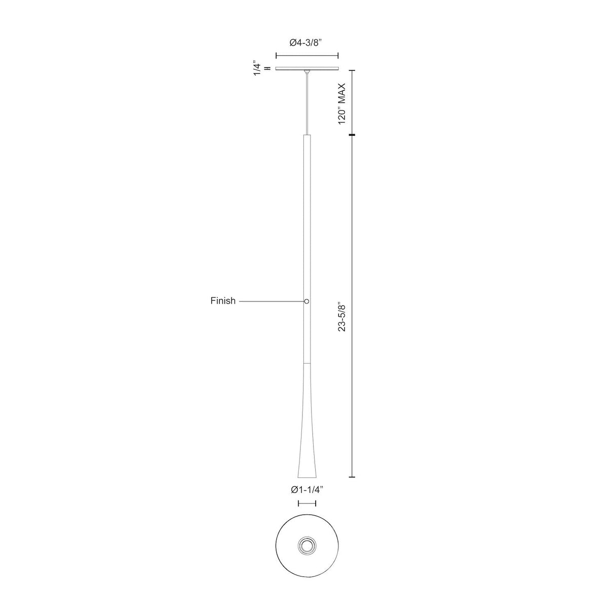Kuzco PD15824-WH TAPER 24" PD White 120V TRIAC/ELV LED 3000K 90CRI 7W