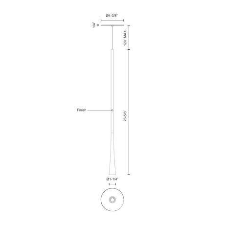 Kuzco PD15824-WH TAPER 24" PD White 120V TRIAC/ELV LED 3000K 90CRI 7W