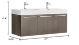 Fresca FCB8092GO-D Fresca Vista 48" Gray Oak Wall Hung Double Sink Modern Bathroom Cabinet