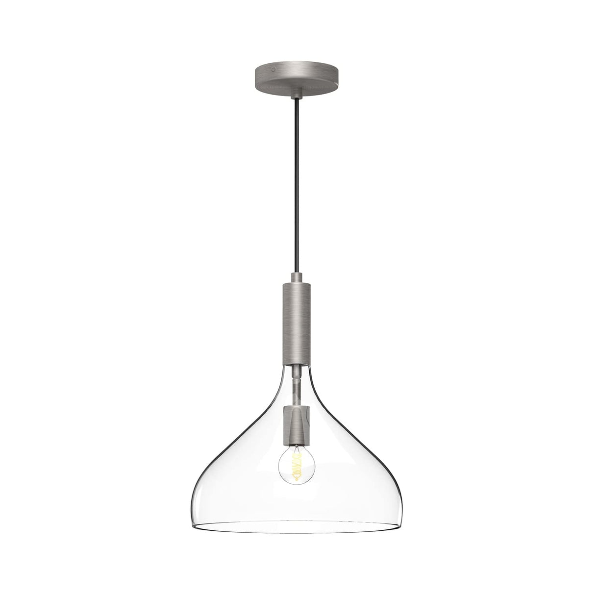 Alora PD532312AGCL BELLEVIEW 12" PD AGED BRASS CLEAR GLASS CORD 72 1X60W E26