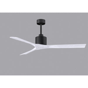 Matthews Fan NK-BK-MWH-60 Nan 6-speed ceiling fan in Matte Black finish with 60” solid matte white wood blades