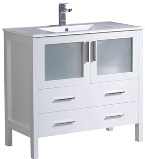 Fresca FCB6236WH-I Fresca Torino 36" White Modern Bathroom Cabinet w/ Integrated Sink