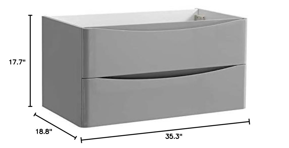 Fresca FCB9036GRG Fresca Tuscany 36" Glossy Gray Wall Hung Modern Bathroom Cabinet