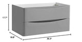 Fresca FCB9036GRG Fresca Tuscany 36" Glossy Gray Wall Hung Modern Bathroom Cabinet