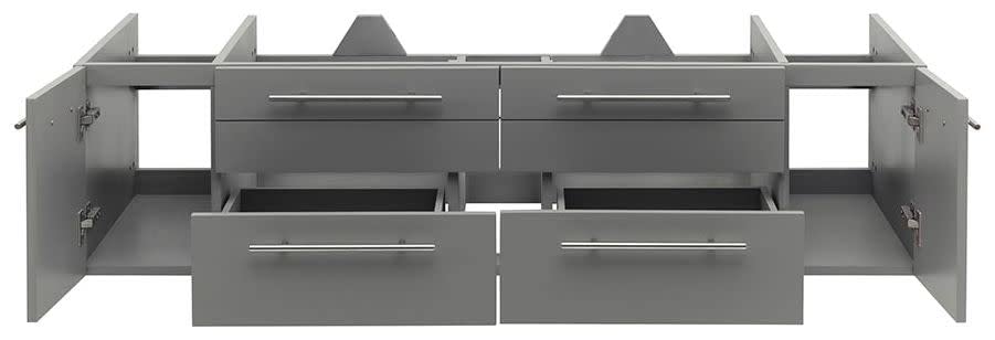 Fresca FCB6160GR-UNS Fresca Lucera 60" Gray Wall Hung Single Undermount Sink Modern Bathroom Cabinet