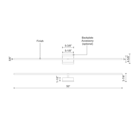 Kuzco WS25350-WH PANDORA 50" WS White 120V TRIAC/ELV LED 3000K 90CRI 41W