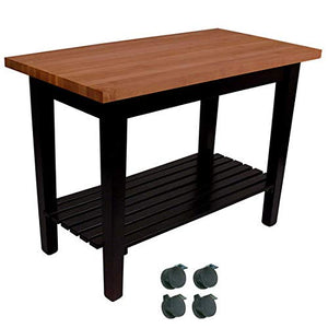 John Boos RN-C4824C-S Le Classique Work Table, Varnique, with Casters and 1 Shelf, 48