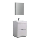 Fresca FVN8424WH Fresca Valencia 24" Glossy White Free Standing Modern Bathroom Vanity w/ Medicine Cabinet