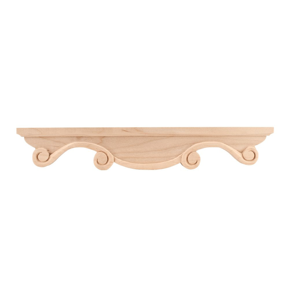 Hardware Resources PFM2-RW 16" W x 1" D x 2-1/2" H Rubberwood Scrolled Middle Corner Foot