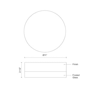Kuzco FM3511-BN BEDFORD 11" FM Brushed Nickel/Frosted 120V ELV LED 3000K 90CRI 22W