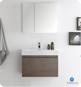 Fresca FCB8007GO Fresca Mezzo 30" Gray Oak Wall Hung Modern Bathroom Cabinet