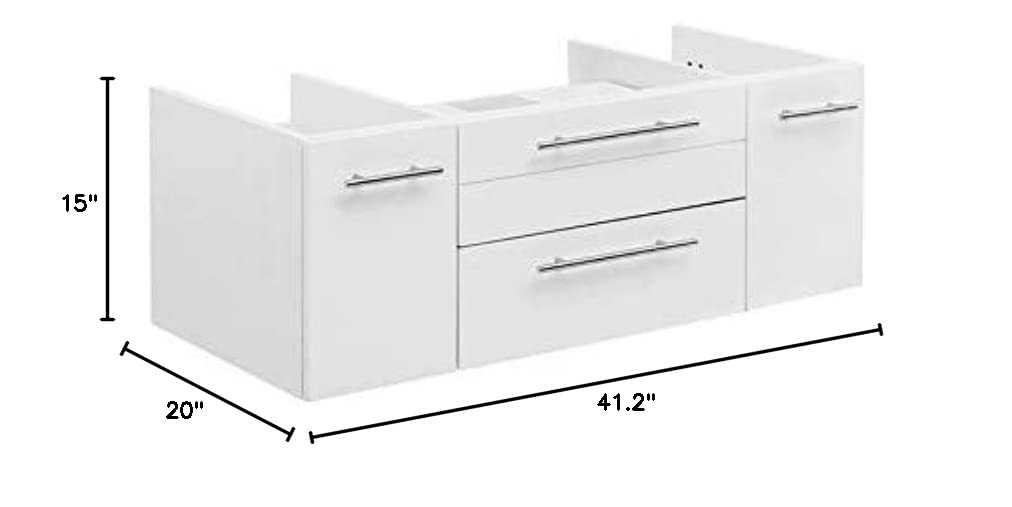 Fresca FCB6142WH-VSL Fresca Lucera 42" White Wall Hung Vessel Sink Modern Bathroom Cabinet