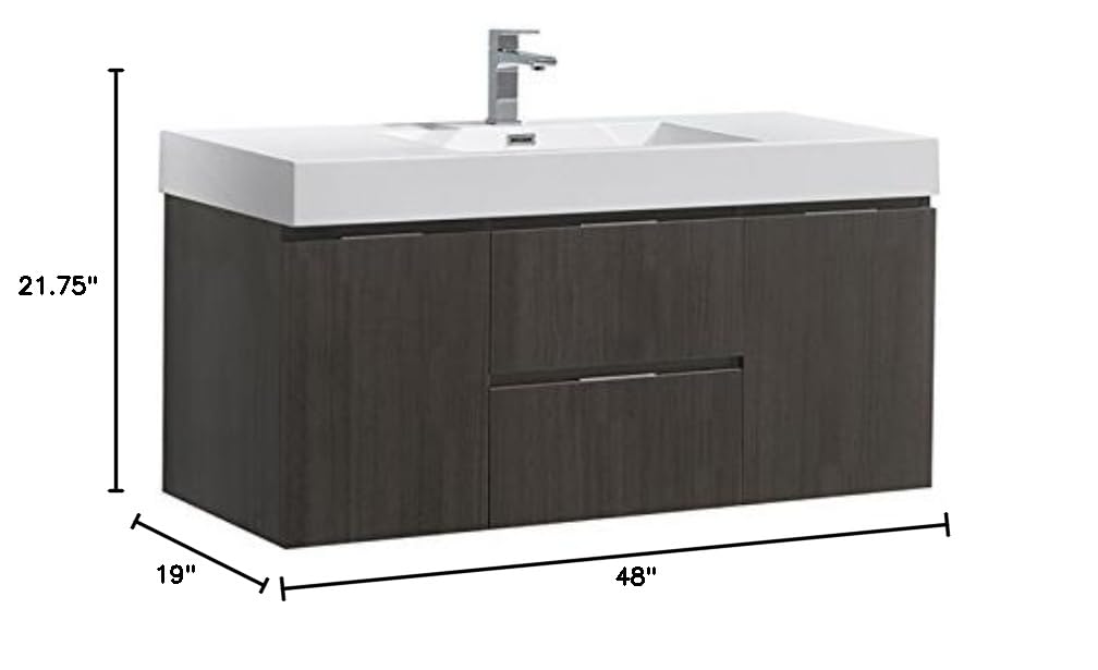 Fresca FCB8348GO-I Fresca Valencia 48" Gray Oak Wall Hung Modern Bathroom Vanity