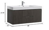 Fresca FCB8348GO-I Fresca Valencia 48" Gray Oak Wall Hung Modern Bathroom Vanity