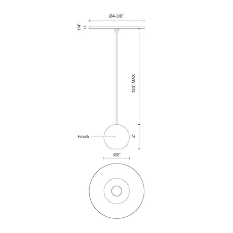 Kuzco PD15302-CH EXO 2" PD Chrome 120V TRIAC/ELV LED 3000K 90CRI 7W