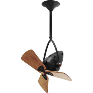 Matthews Fan JD-BK-WD Jarold Direcional ceiling fan in Matte Black finish with solid sustainable mahogany wood blades.