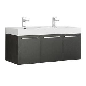 Fresca FCB8092BW-D Fresca Vista 48" Black Wall Hung Double Sink Modern Bathroom Cabinet