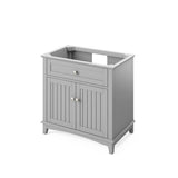 Jeffrey Alexander VKITSAV36GRBOR 36" Grey Savino Vanity, Boulder Cultured Marble Vanity Top, undermount rectangle bowl