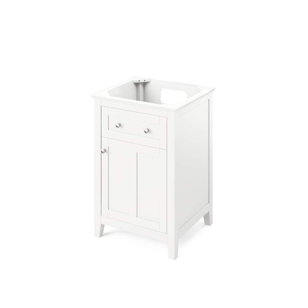 Jeffrey Alexander VKITCHA24WHBOR 24" White Chatham Vanity, Boulder Cultured Marble Vanity Top, undermount rectangle bowl