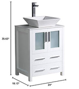 Fresca FCB6224WH-CWH-V Fresca Torino 24" White Modern Bathroom Cabinet w/ Top & Vessel Sink