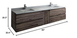 Fresca FCB31-361236ACA-CWH-U Fresca Formosa 84" Wall Hung Double Sink Modern Bathroom Cabinet w/ Top & Sinks