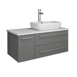 Fresca FCB6136ES-VSL-L-CWH-V Fresca Lucera 36" Espresso Wall Hung Modern Bathroom Cabinet w/ Top & Vessel Sink - Left Version