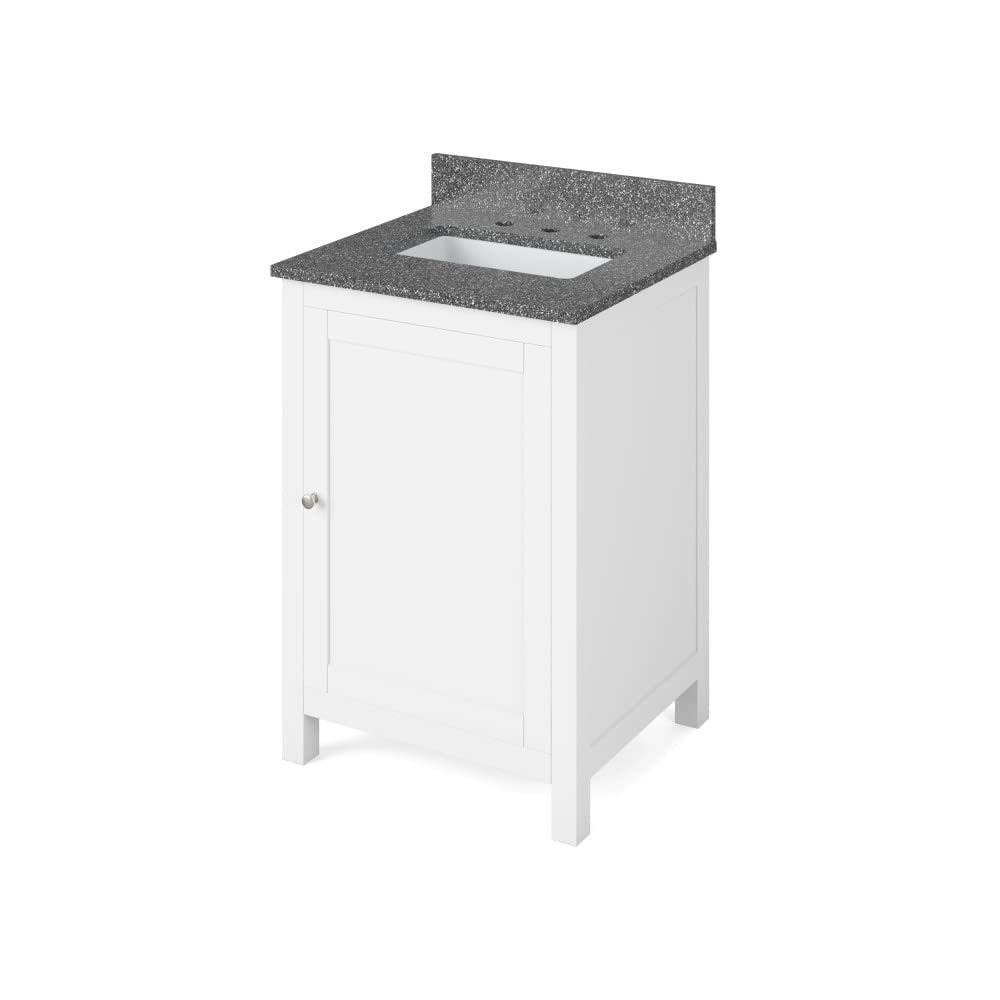 Jeffrey Alexander VKITAST24WHBOR 24" White Astoria Vanity, Boulder Cultured Marble Vanity Top, undermount rectangle bowl