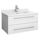 Fresca FCB6124WH-VSL-CWH-V Fresca Lucera 24" White Wall Hung Modern Bathroom Cabinet w/ Top & Vessel Sink