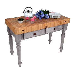 John Boos CUCR05-UG American Heritage Rustica Butcher Block Table Size/Shelf: 48" x 24", Finish: Useful Gray