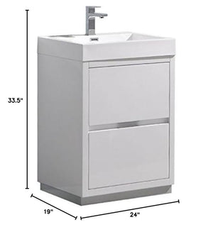 Fresca FCB8424WH-I Fresca Valencia 24" Glossy White Free Standing Modern Bathroom Vanity