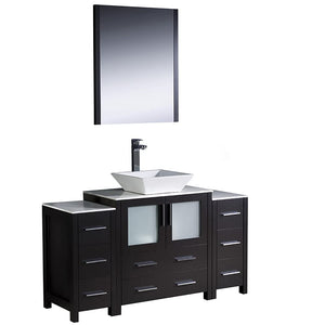 Fresca FVN62-123012GR-VSL Fresca Torino 54" Gray Modern Bathroom Vanity w/ 2 Side Cabinets & Vessel Sink