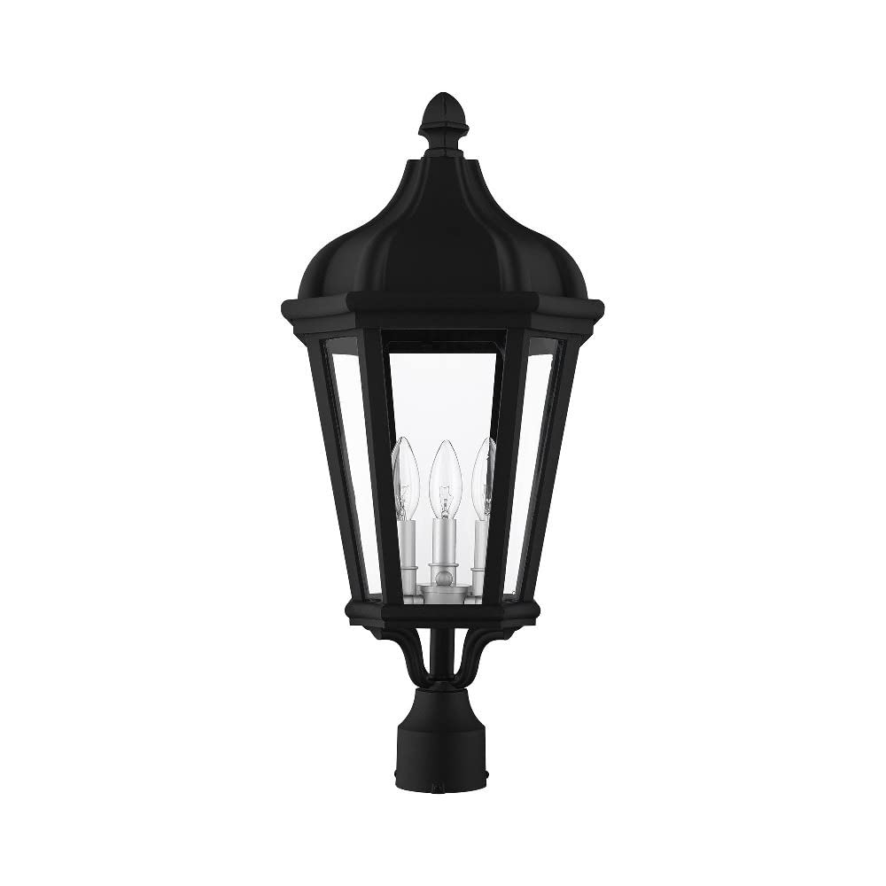 Livex Lighting 3 Light TBK Outdoor Post Top Lantern, Textured Black