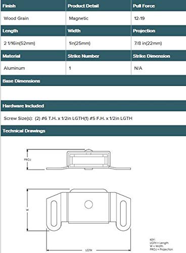 Amerock Magnetic Cabinet Catch Wood Grain 2-1/16 inch (52 mm) Length 1 Pack Door Catch Cabinet Door Latch Magnetic Door Latch