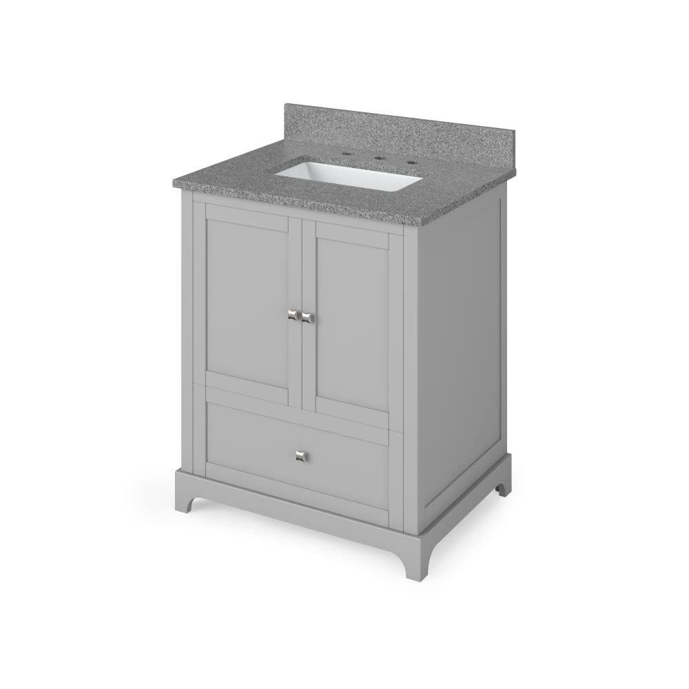 Jeffrey Alexander VKITADD30GRSGR 30" Grey Addington Vanity, Steel Grey Cultured Marble Vanity Top, undermount rectangle bowl