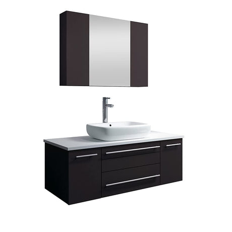 Fresca FVN6142GR-VSL Fresca Lucera 42" Gray Wall Hung Vessel Sink Modern Bathroom Vanity w/ Medicine Cabinet