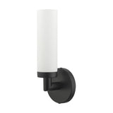 Livex Lighting 10103-04 Aero Collection ADA 1-Light Wall Sconce Light with Satin Opal White Glass Cylinder Shade, Black, 4.25 x 11
