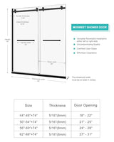Milano Double Sliding Shower Door, 60 in.W x 74 in.H Framed Shower Door 5/16"(8mm) Clear Tempered Glass, 18 inch Pull Handle, Stainless Steel Hardware, Matte Black Finished