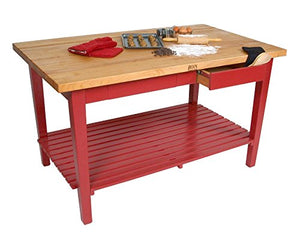 John Boos C3624-S-AL Classic Country Kitchen Work Table, 36" W X 24" D 35" H with 1.75" Thick Top, Cream Finish, Alabaster Painted Base