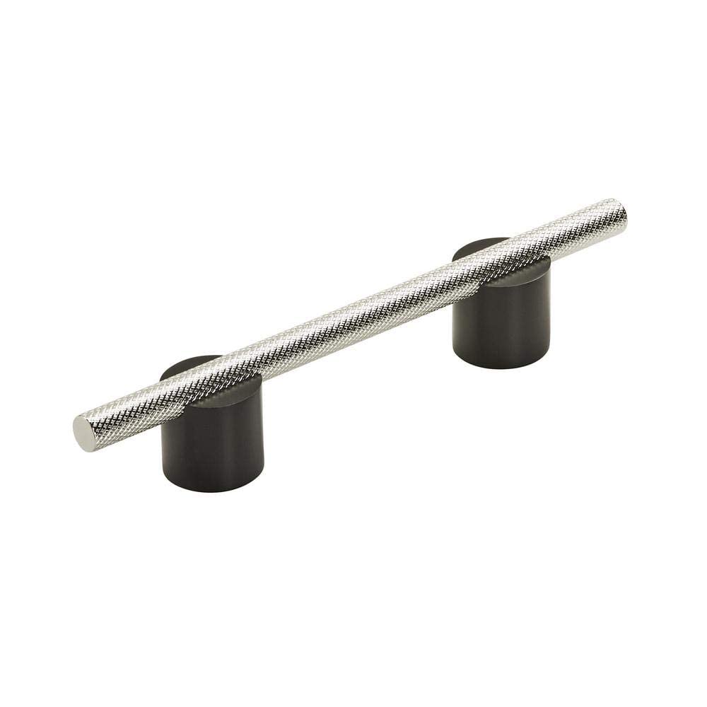 Amerock Cabinet Pull Matte Black/Polished Nickel 3-3/4 inch (96 mm) Center to Center Transcendent 1 Pack Drawer Pull Drawer Handle Cabinet Hardware