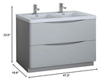 Fresca FCB9148GRG-D-I Fresca Tuscany 48" Glossy Gray Free Standing Modern Bathroom Cabinet w/ Integrated Double Sink