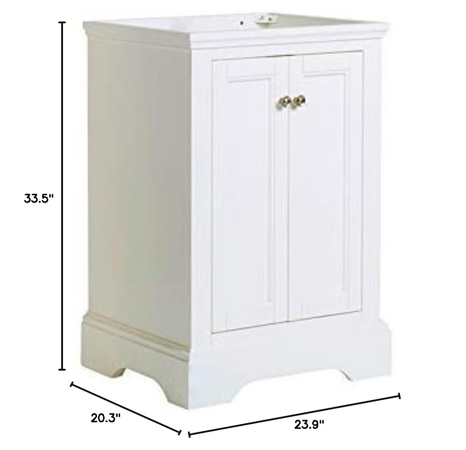 Fresca FCB2424WHM Fresca Windsor 24" Matte White Traditional Bathroom Cabinet